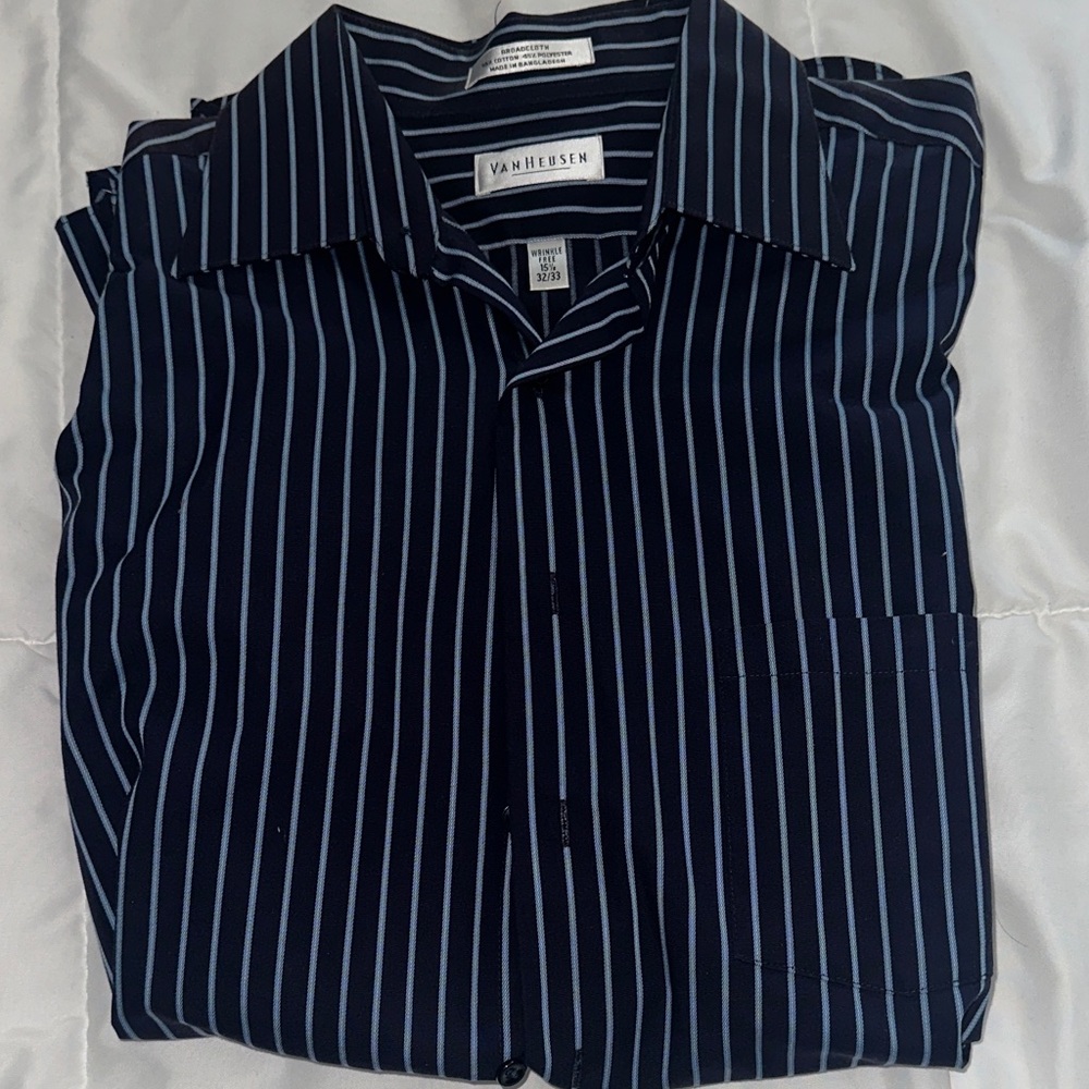 Van Heusen Men's Dark Blue Pinstripe Shirt